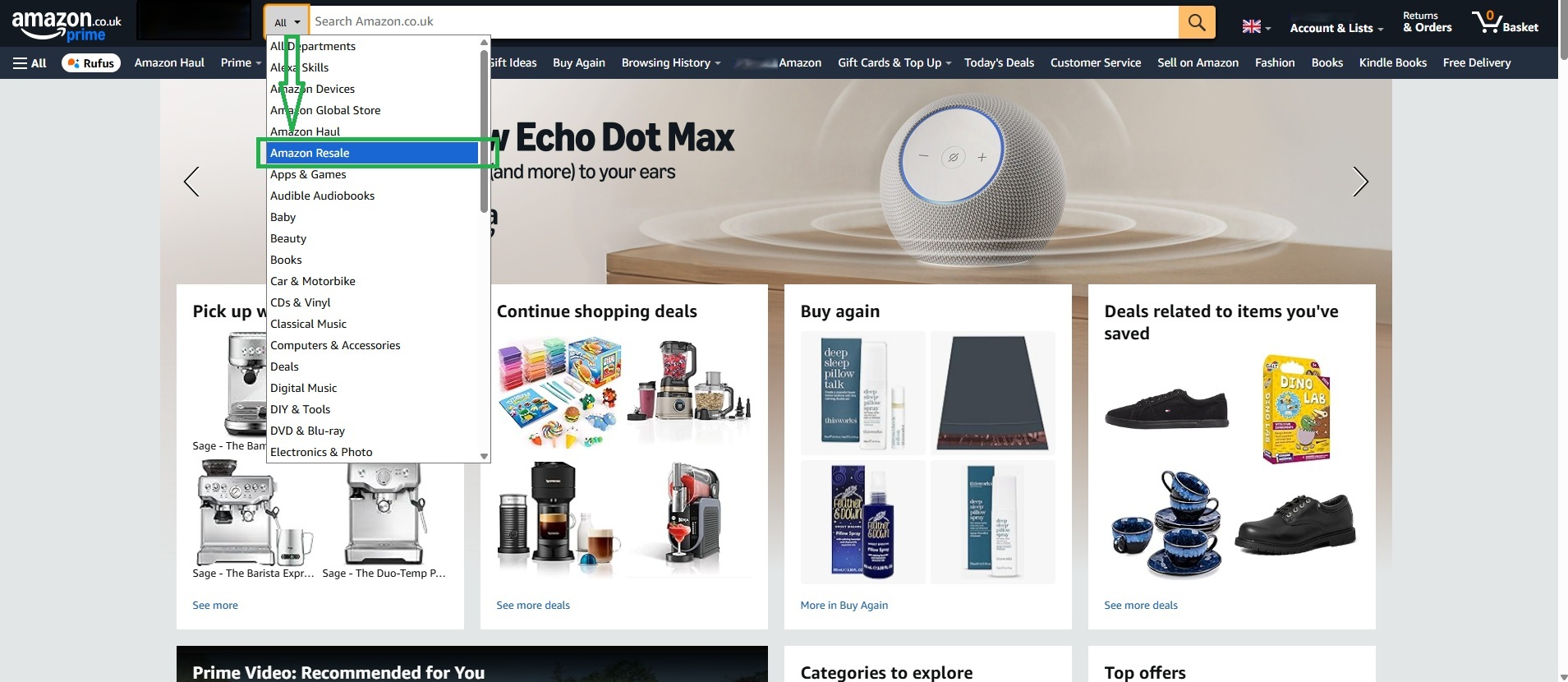 Amazon Resale search hack